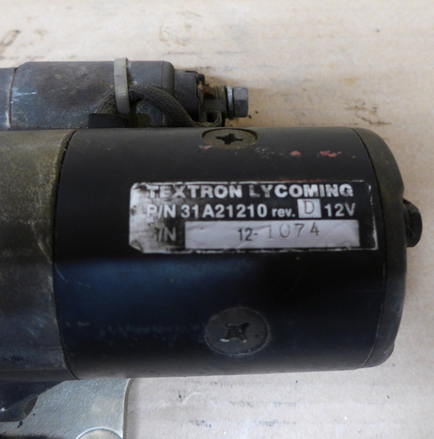 Textron Lycoming 12V Starter Motor S/N:12-1074 (A/R)