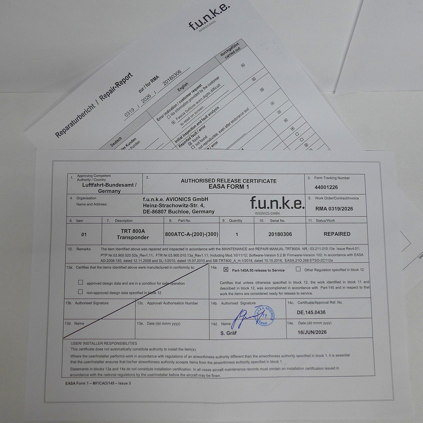 Funke TRT800A Mode S Transponder (A/R)