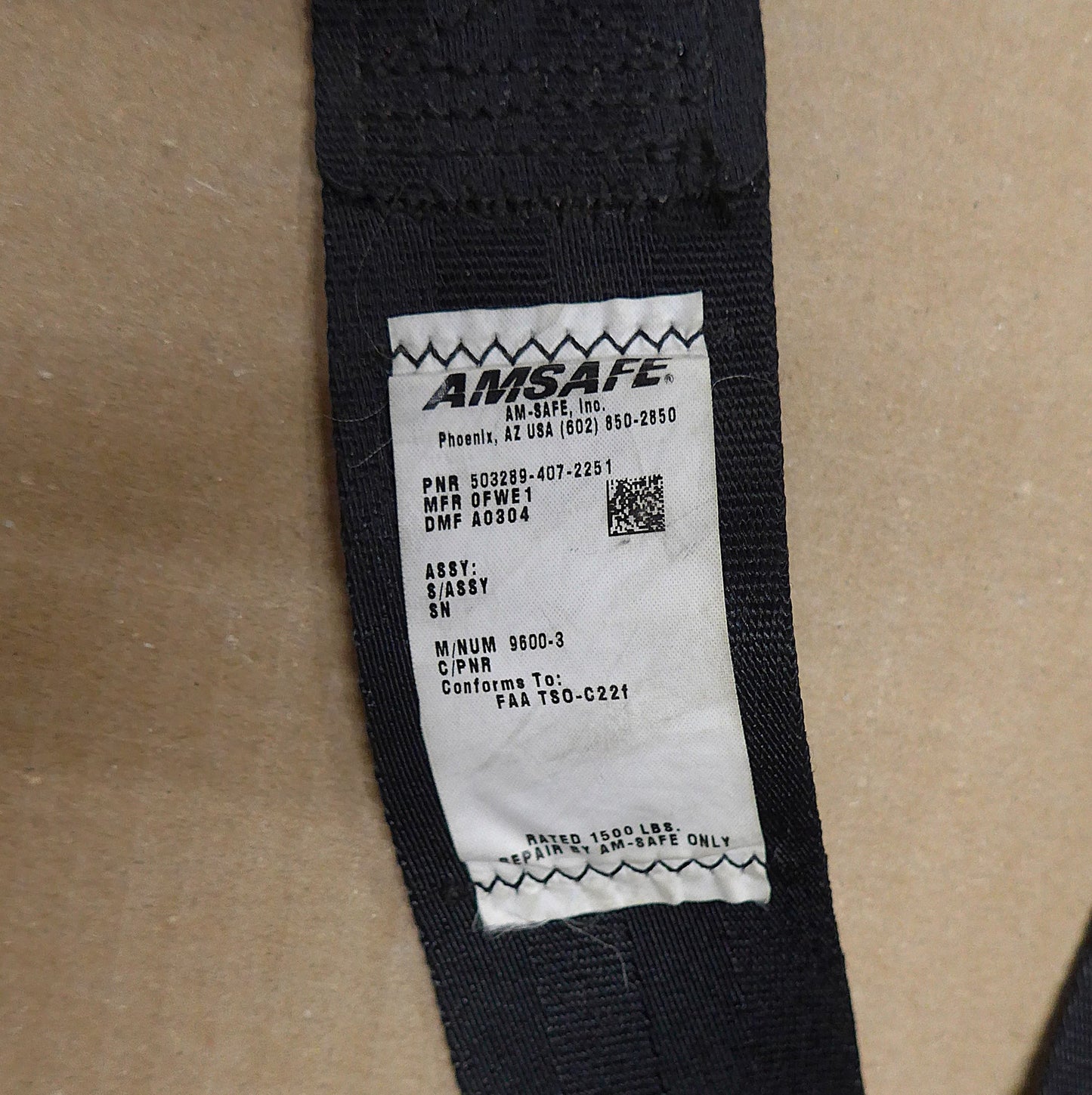AM-SAFE 9600-3 Seat Belt With Shoulder Strap - Pair (A/R)