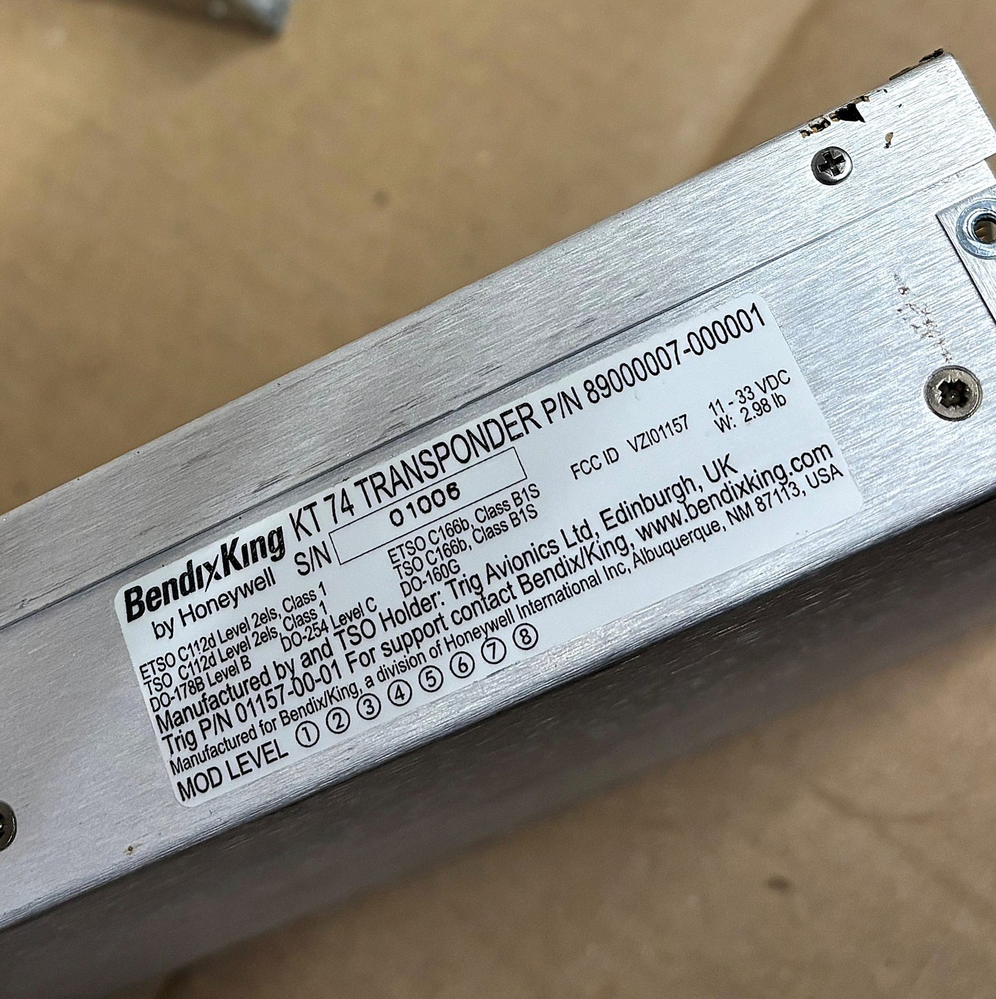 KT74 Transponder & Altitude Digitizer (A/R)