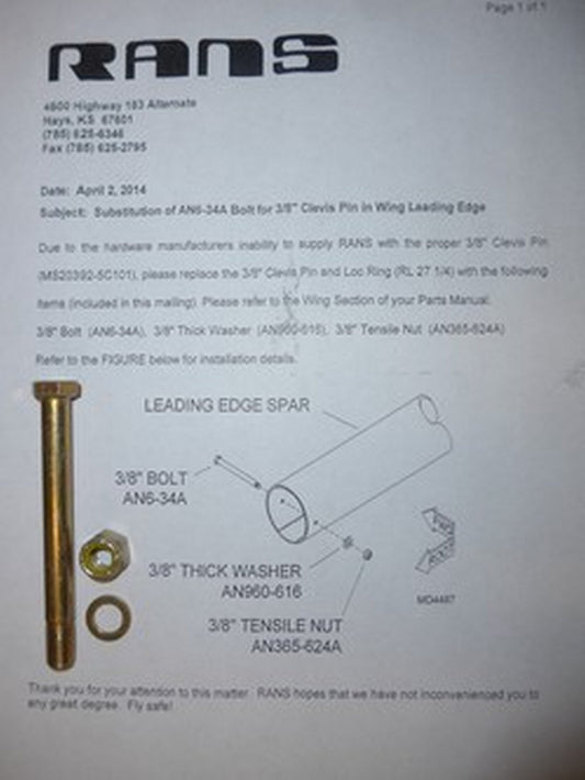 Clevis Pin Replacement Kit