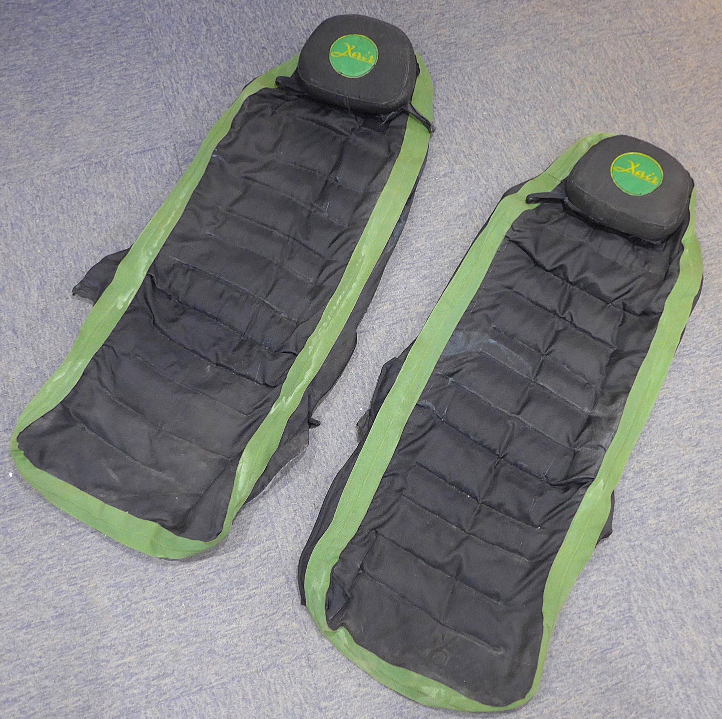 Green & Black Seat Covers With Head Rest Cushions - Pair - X'AIR (A/R)